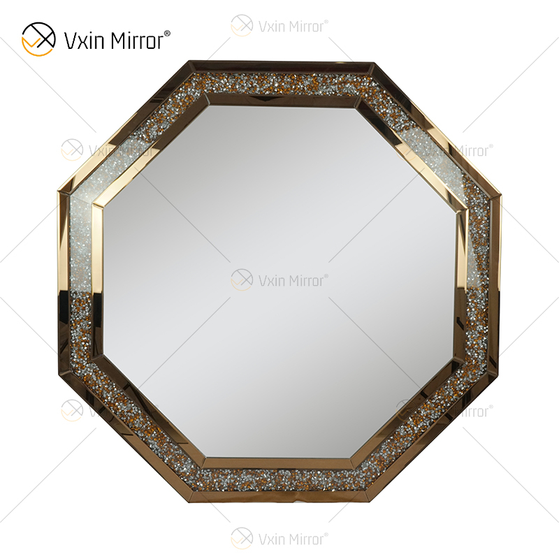 Crystal Crush Diamond Silver Espelho Octogonal Prata para Decoração de Parede Pendurar Moldura Menos Espelho Decoração Diamante WXM-1780