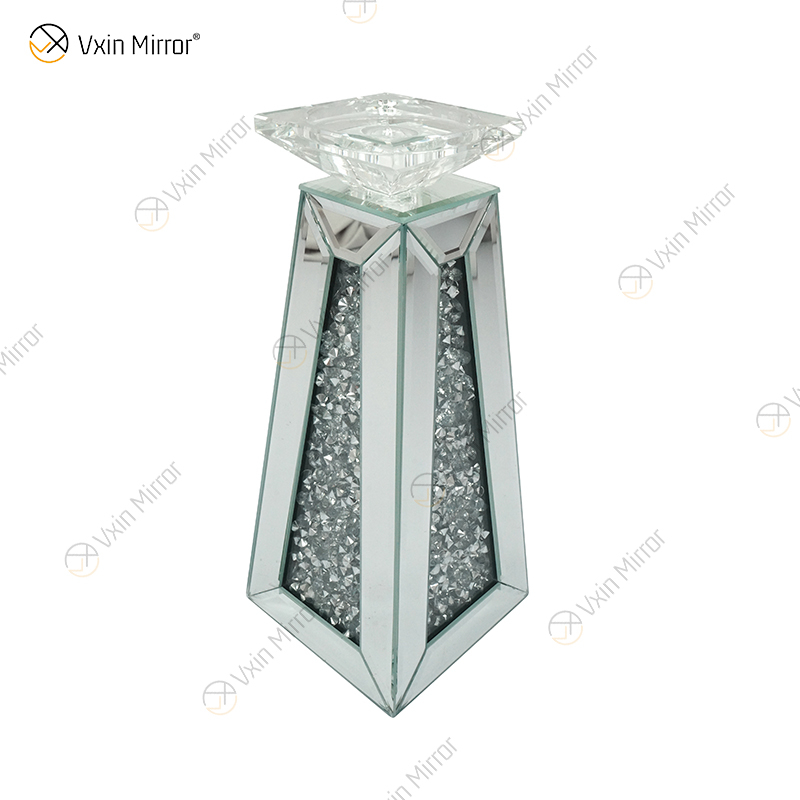 Nome personalizável moderno elegante WXCH-075 prata cristal espelhado castiçal para casamento em casa