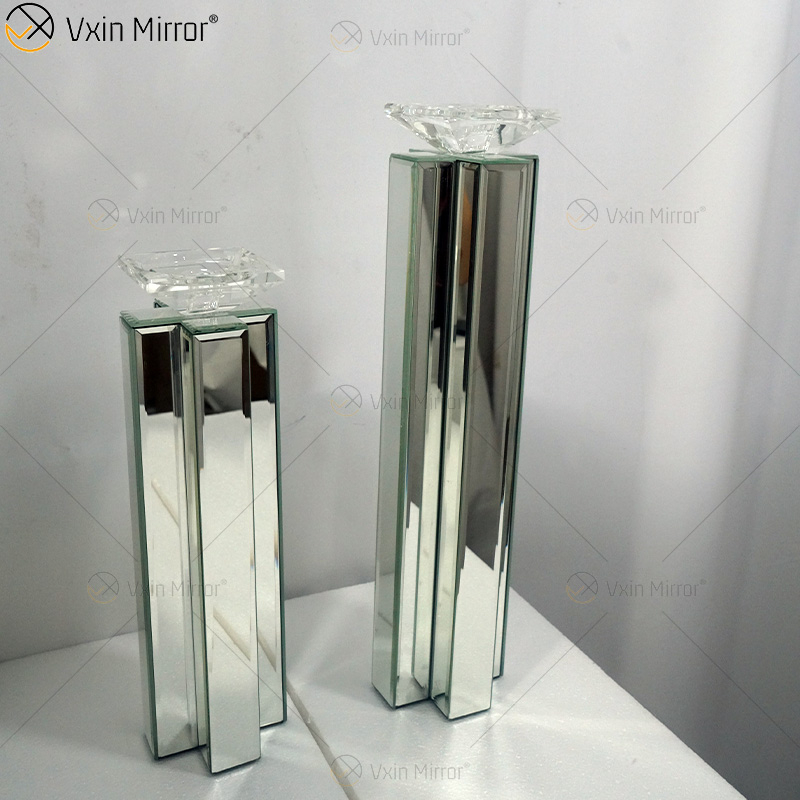 2 cores moderno elegante WXCH-079 prata cristal espelhado castiçal para casamento em casa