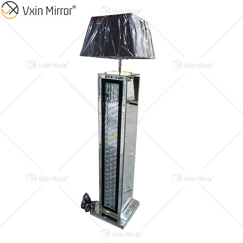 Moldura Preta WXFL-056 Sala de Estar Elegante Prata Moderno Cristal 3D Espelhado Lâmpada Espelho Lâmpada Espelho