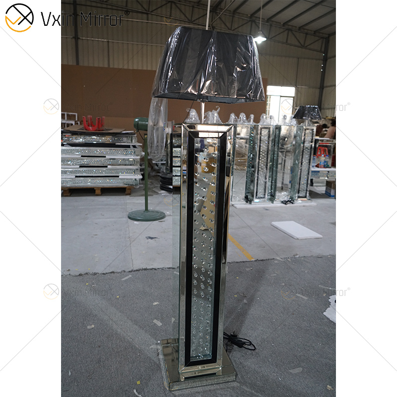 Moldura Preta WXFL-056 Sala de Estar Elegante Prata Moderno Cristal 3D Espelhado Lâmpada Espelho Lâmpada Espelho