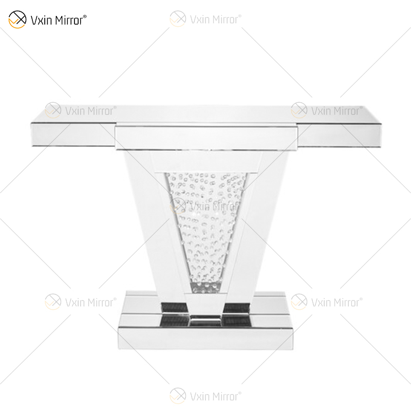 Alta qualidade no atacado mesa de console espelhado cristal diamante esmagado mesa de entrada do corredor