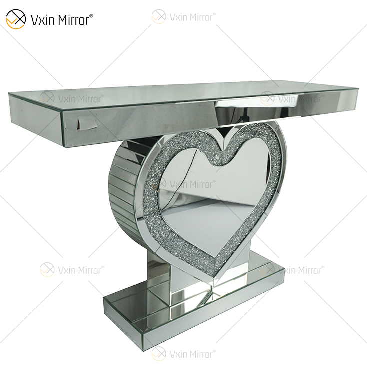 Venda Direta da Fábrica WXF-508 Mesa de Console Espelho Mesas de Console em Forma de Coração de Cristal Diamante