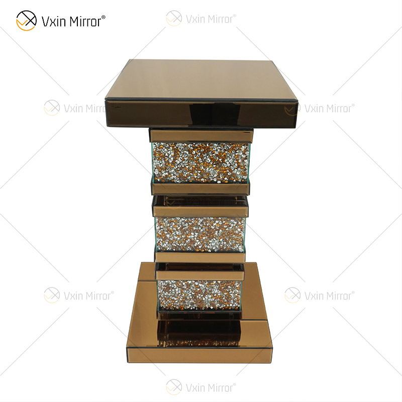 Mesa Lateral Vxin Elegant WXF-135 Decoração de Casa Diamante Triturado Espelho Prata Móveis Mesa Lateral