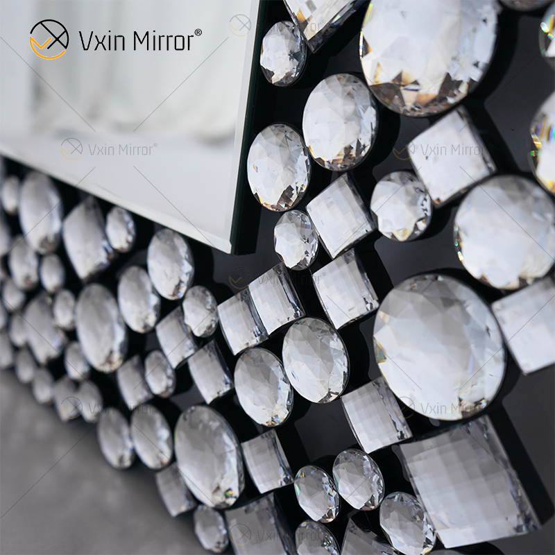 Alta qualidade prata marrom 2 cores decoração de parede WXM-1051 prata grande espelho de parede de cristal