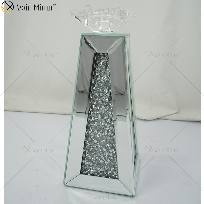 Nome personalizável moderno elegante WXCH-075 prata cristal espelhado castiçal para casamento em casa