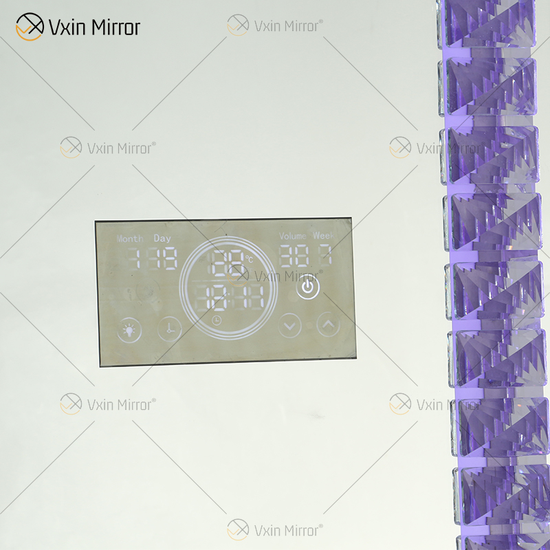 Mosaico LED Inclinado Retangular Espelho de Chão Cristal Surround Espelho de Corpo Inteiro Espelho de Vestir para Quarto Sala de Estar