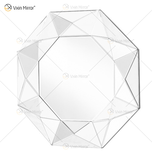 Espelho VXin WXM-1719 Moden Prata Vidro 3D Decorativo Espelho de Parede Decoração de Casa para Sala de Estar Quarto