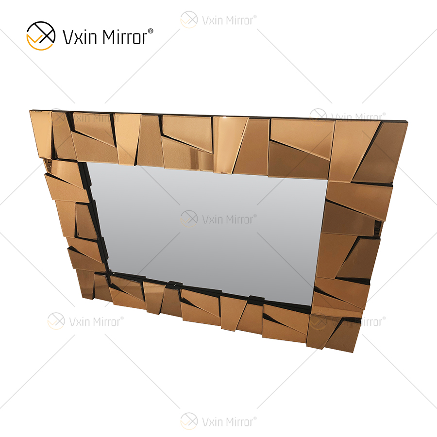 Fornecimento de fábrica WXM-1064 Decoração de parede de vidro marrom espelho de parede de luxo