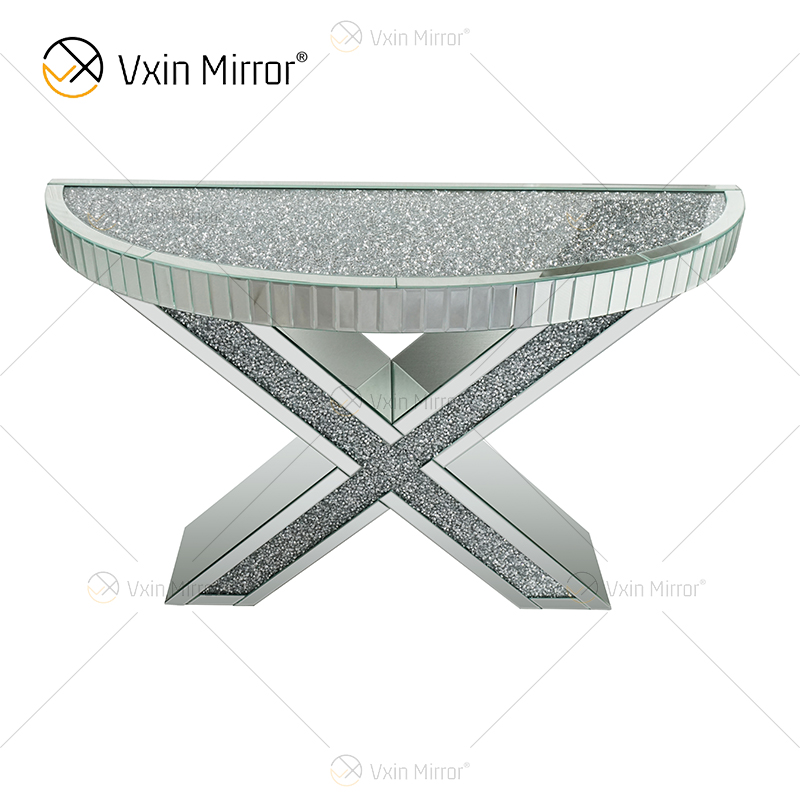 Fornecimento de fábrica OEM WXWF-517 Espelho em forma de X espelhado mesa de console de espelho de diamante
