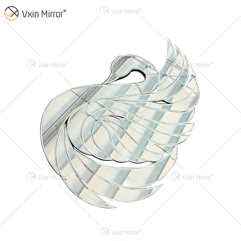 Vidro nobre espelhado personalizado cisne moderno lobby decoração de parede de casa venda imperdível espelho arte de parede decoração de casa para conjunto de sofáWXM-2508