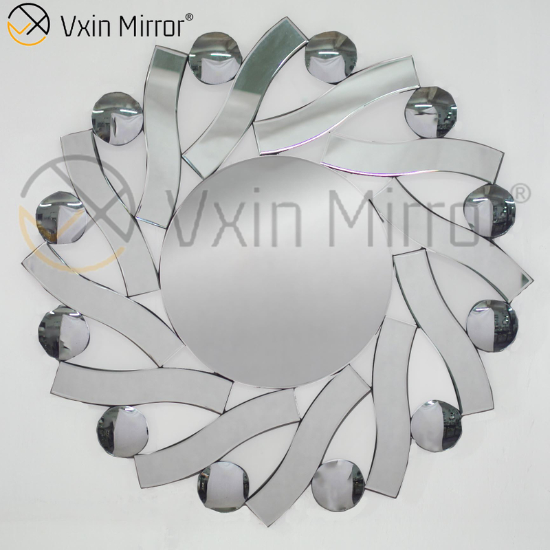 3D Elegante Vxin Moderno WXM-1016 Prata Redondo Espelho Fantasia Arte de Parede