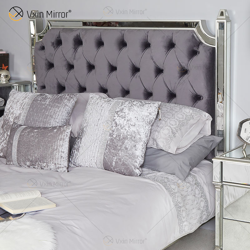 Vxin Móveis Antigos WXWF-1082 Cama King Grace Champagne Prata Espelhada Super Cama