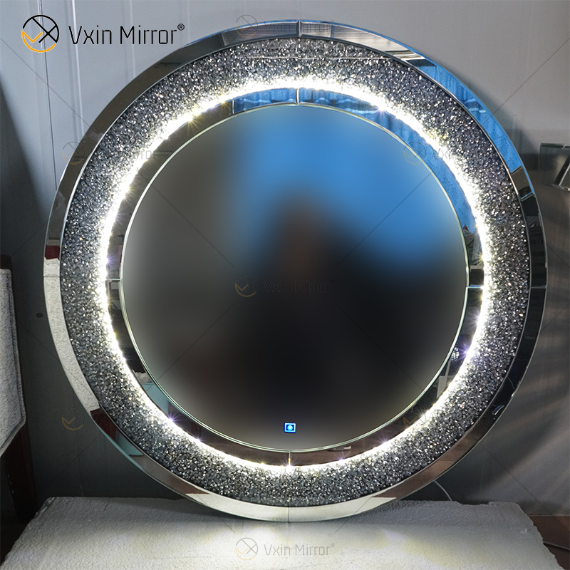 Mesa de console moderna espelhada LED tamanho personalizado 3 cores com função de tela de toque de espelho