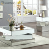 Mesa de centro espelhada Vxin WXF-2138 3D 3D brilhante com geometria de diamante esmagado prata coberta com diamantes