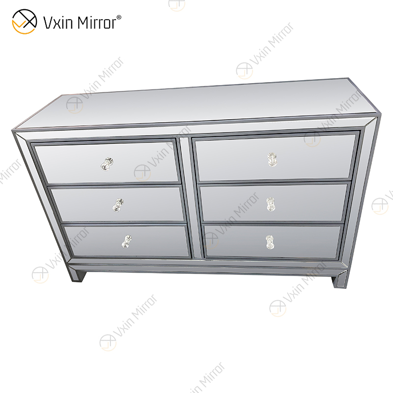 Espelho Vxin Venda imperdível WXR-007 Prata Decoração de Casa Armário Espelhado com 6 Gavetas