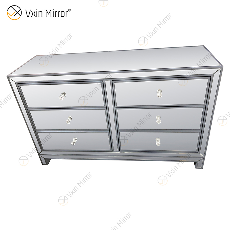 Espelho Vxin Venda imperdível WXR-007 Prata Decoração de Casa Armário Espelhado com 6 Gavetas