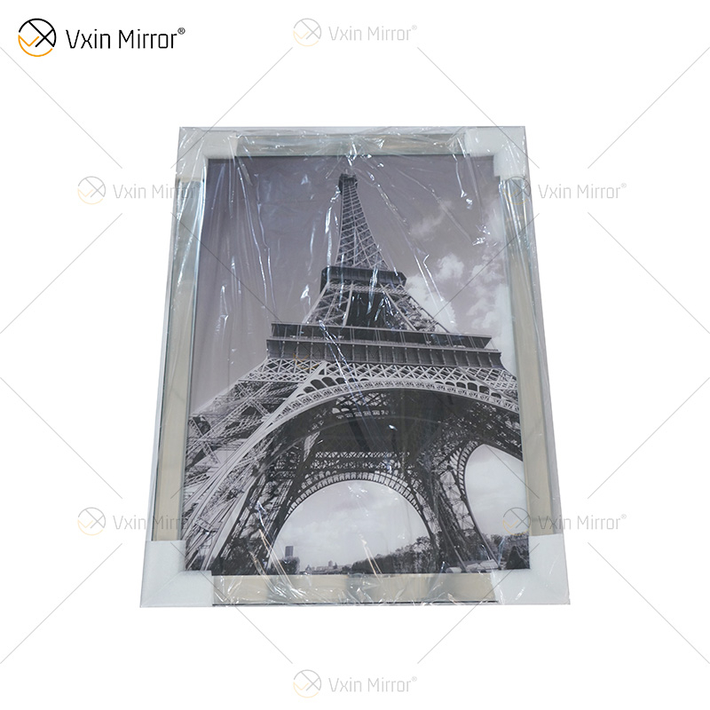 VXin WXPP-21 Decoração de Casa Moldura de Vidro Espelhada Torre Eiffel Arte de Parede Cristal Pintura de Porcelana Espelho Arte de Parede