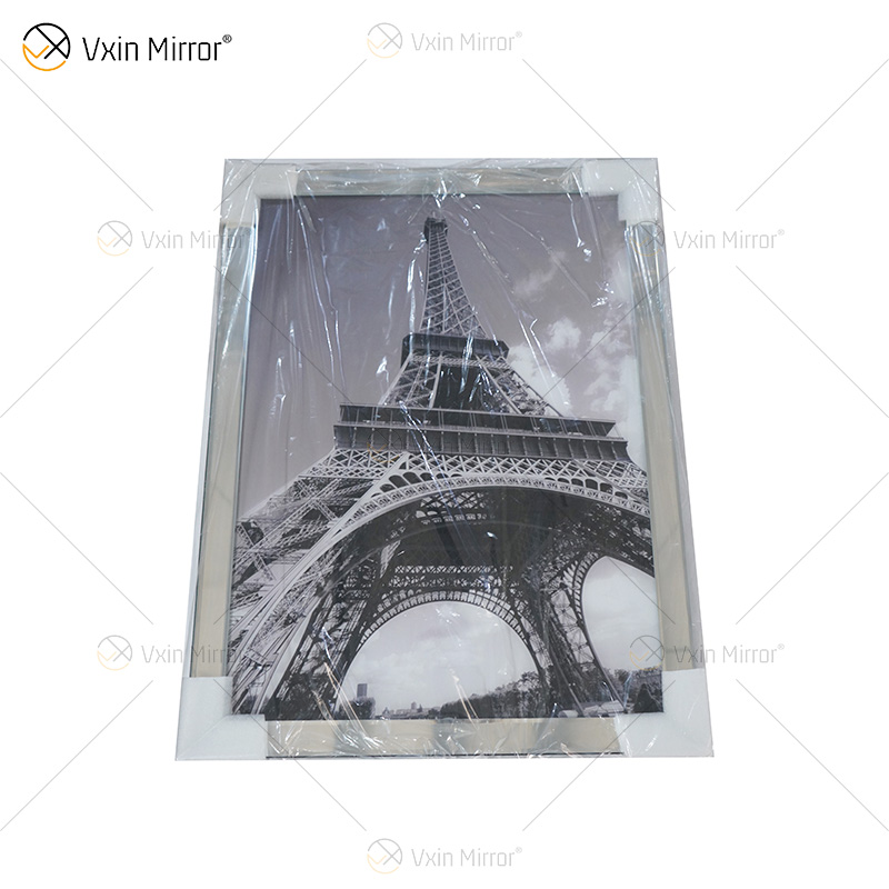 VXin WXPP-21 Decoração de Casa Moldura de Vidro Espelhada Torre Eiffel Arte de Parede Cristal Pintura de Porcelana Espelho Arte de Parede
