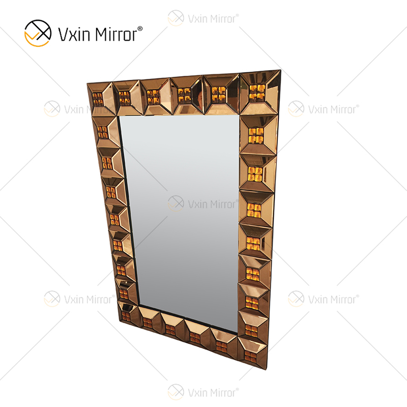Venda imperdível WXM-1118 Decoração de Parede Marrom Luxo Espelho 3D Exclusivo Espelho Pendurado na Parede