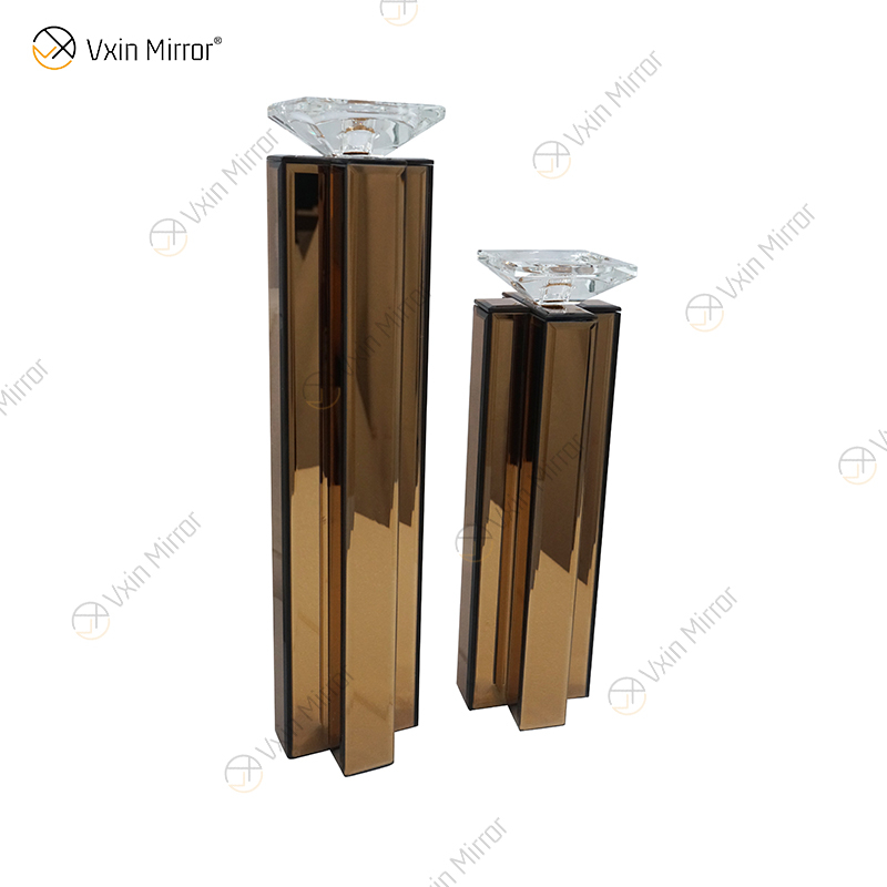 2 cores moderno elegante WXCH-079 prata cristal espelhado castiçal para casamento em casa