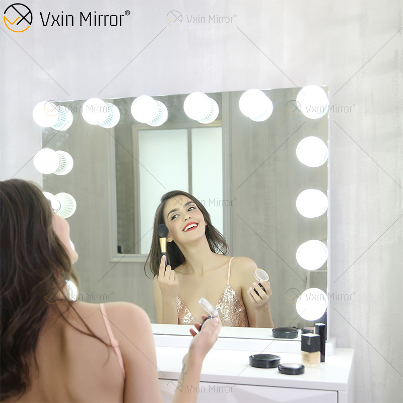 Espelho de maquiagem oval decorativo WXDL-123 estilo hollywood com luz led para quarto