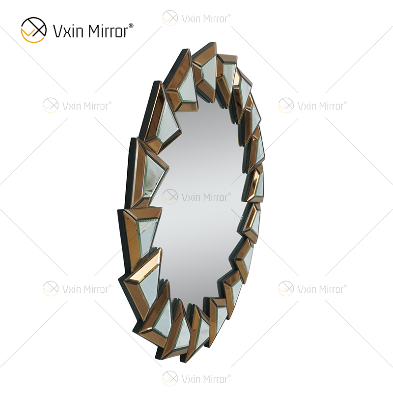Duas Cores WXM-1145 Decoração de Parede Vidro Marrom Prata Espelho Pendurado na Parede