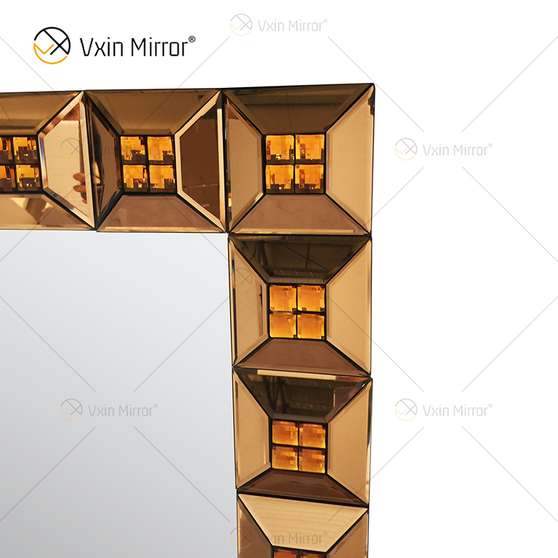 Venda imperdível WXM-1118 Decoração de Parede Marrom Luxo Espelho 3D Exclusivo Espelho Pendurado na Parede