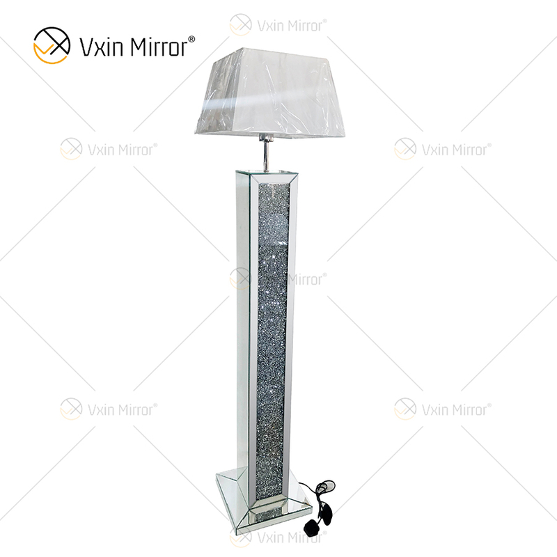 WXFL-032 Lâmpada de chão de cristal prateado para sala de estar com abajur para lâmpada de espelho de hotel