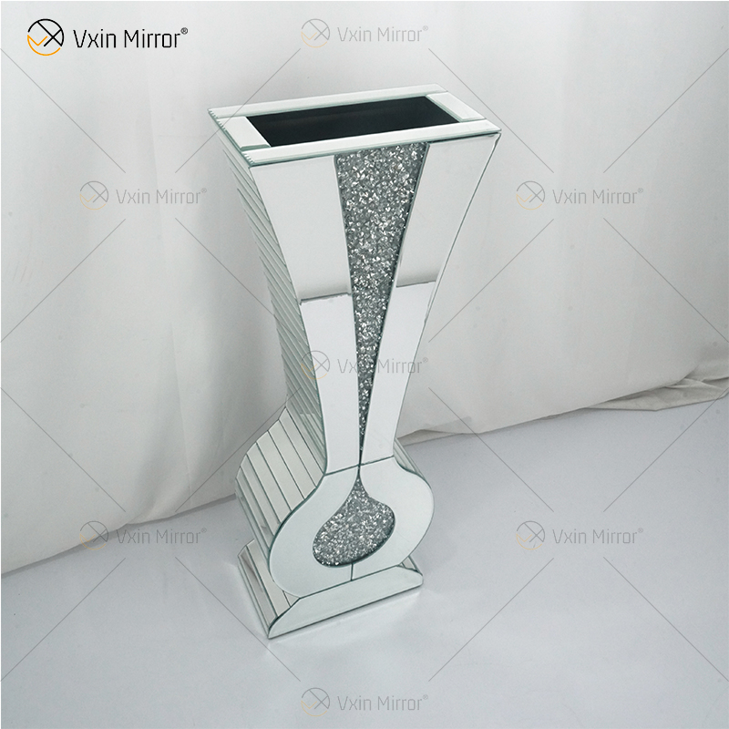 WXMV-004-1 Home Hotel Decoração Interior Prata Triturado Diamante Espelhado Vaso de Espelho Grande Seguidor