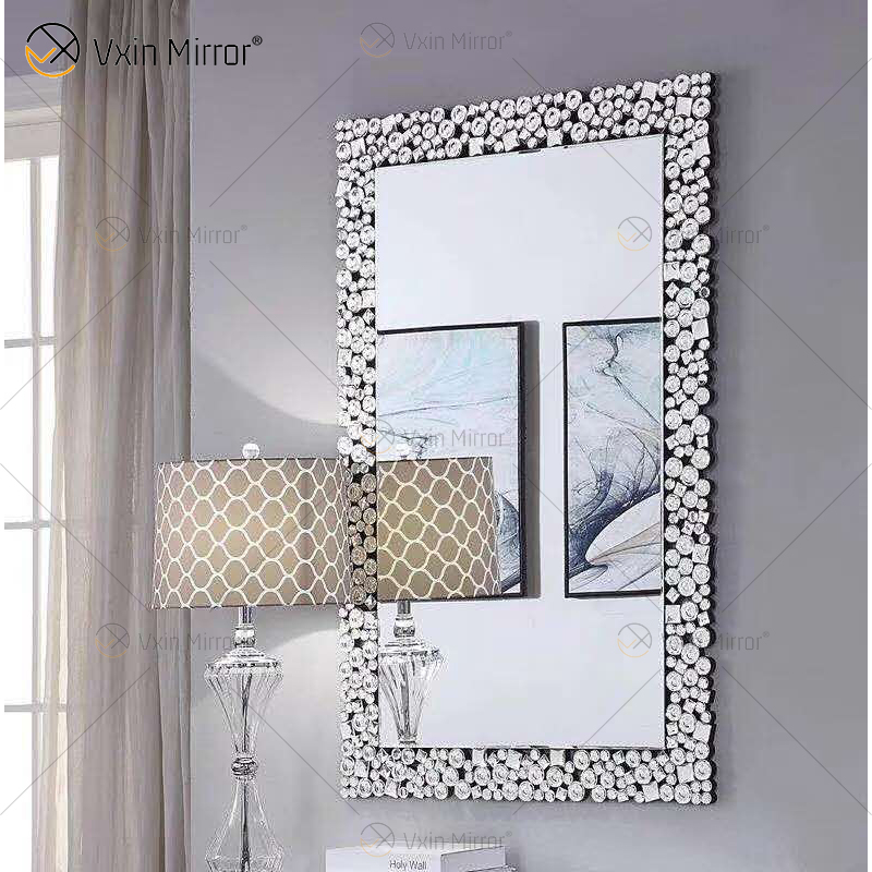 Terno acrílico de alta qualidade prata grande cristal parede espelho mesa lateral mesa de centro sala de estar conjuntos de cristal