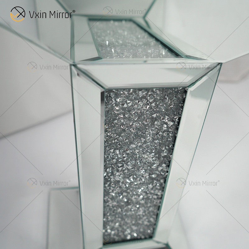 Novo Design Vxin WXF-722 Decoração de Casa Mesa Lateral Diamante Triturado Espelho Prata Móveis Mesa Lateral