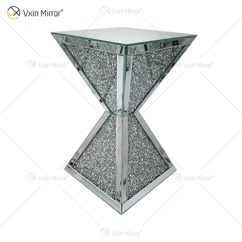 Vxin WXF-151 Espelho Superior Quadrado Decoração Espelho Diamante Mesa Lateral Vidro Espelhado