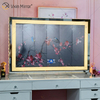 Vanity Hollywood LED com Bluetooth WXDL-1208 Cristal Areia Tampo de Mesa Oval Estilo Decorativo Espelho de Maquiagem para Conjuntos de Quarto