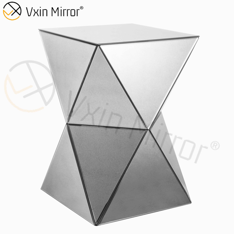 Mesa de cabeceira espelhada com tampo redondo de design moderno mesa de cabeceira de bloco de cristal mesa de console de cristal para sofás WXWF-953