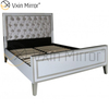 Fornecimento de fábrica de móveis WXF-785 moldura de prata vidro branco espelhado cama king