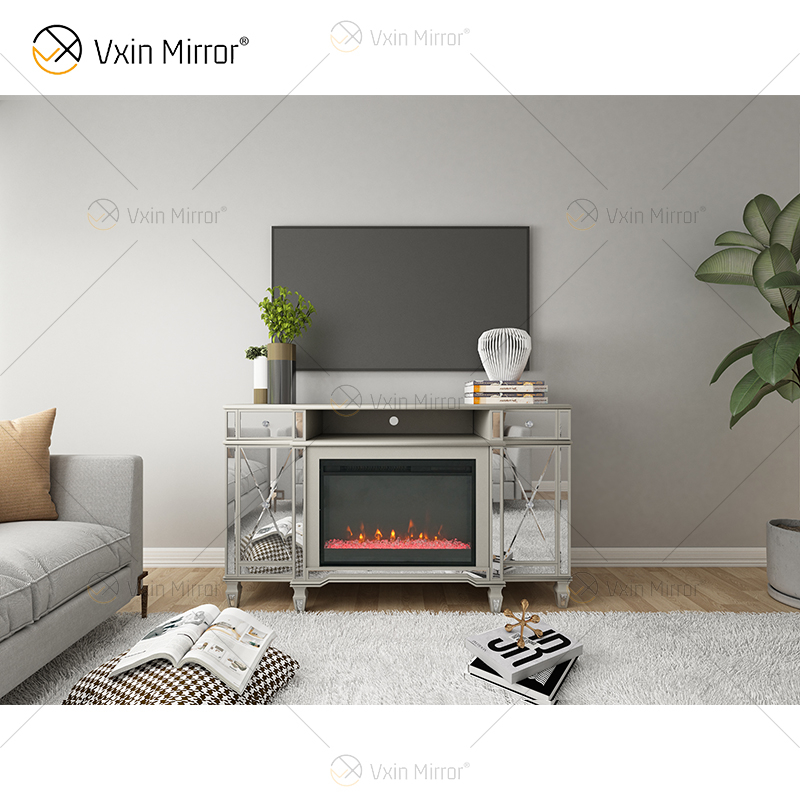 Lareira espelhada Kellington Media Console Lareira elétrica Lareira espelhada Suportes de TV Armário WXF-413