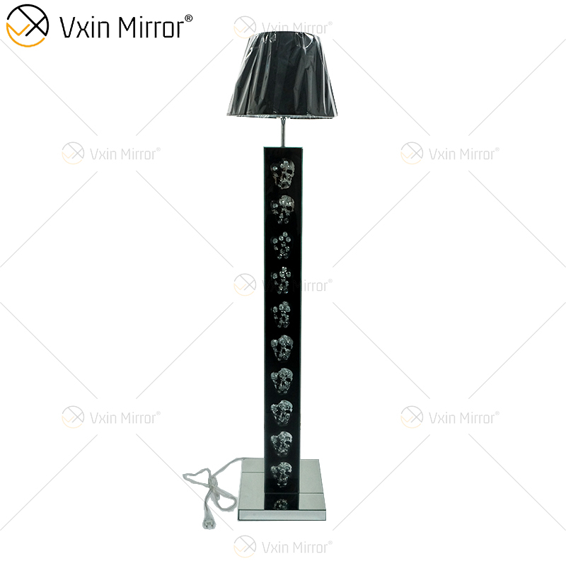 Lâmpada de chão de cristal prateado estilo gótico WXFL-027 com abajur para lâmpada de espelho de hotel