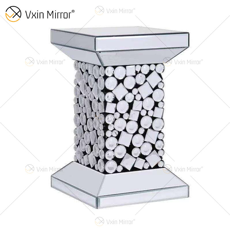 Terno acrílico de alta qualidade prata grande cristal parede espelho mesa lateral mesa de centro sala de estar conjuntos de cristal