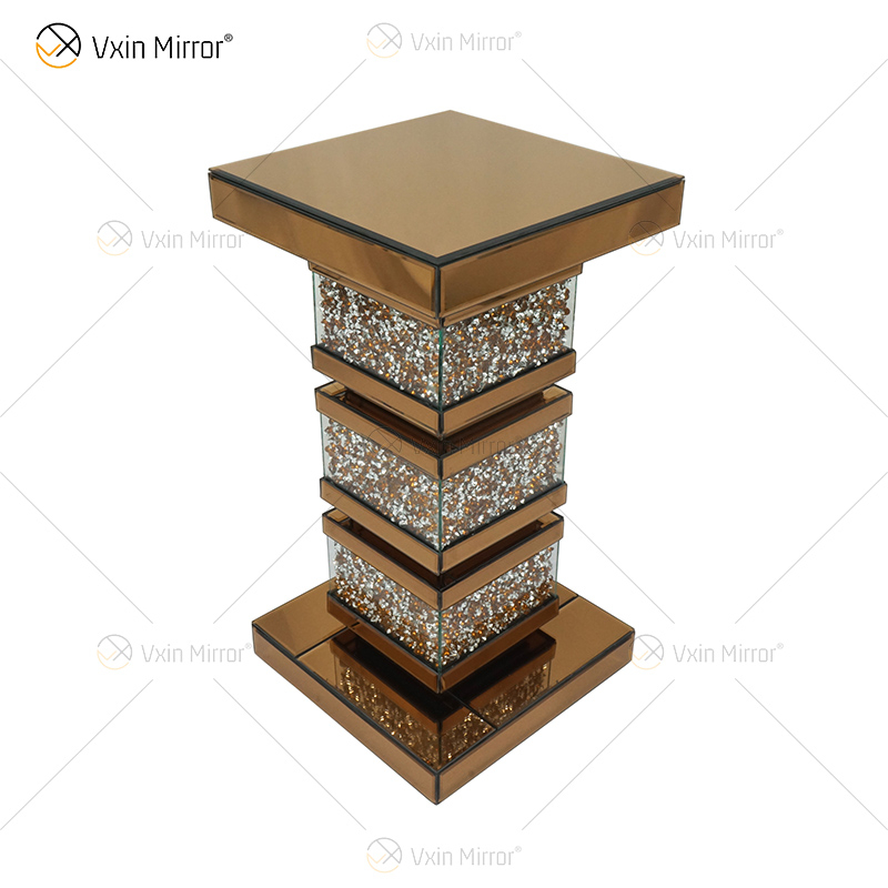 Mesa Lateral Vxin Elegant WXF-135 Decoração de Casa Diamante Triturado Espelho Prata Móveis Mesa Lateral