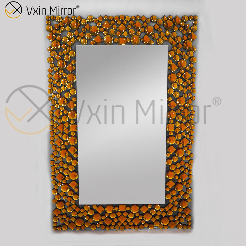 Alta qualidade prata marrom 2 cores decoração de parede WXM-1051 prata grande espelho de parede de cristal