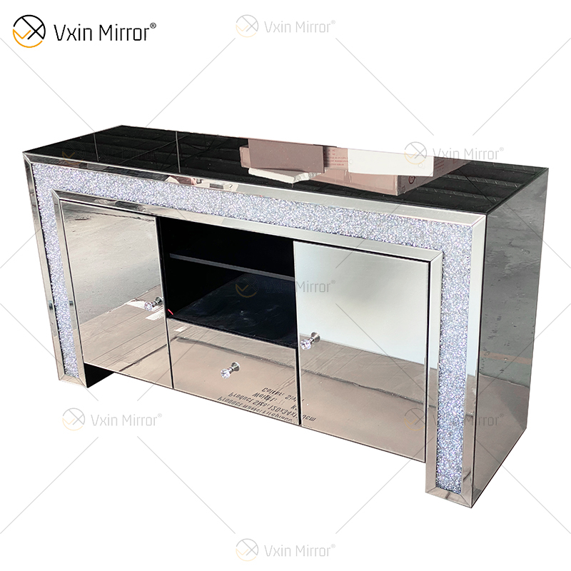 Decoração de casa elegante ZH-063 Móveis espelhados prata Armário de sala de estar com gavetas muti