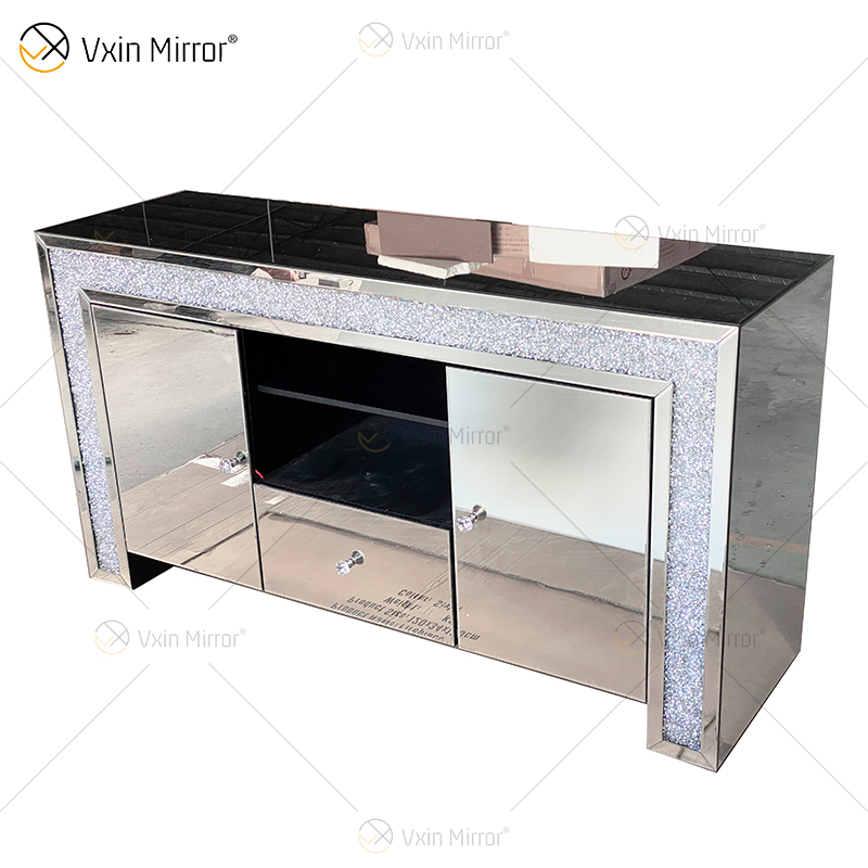Decoração de casa elegante ZH-063 Móveis espelhados prata Armário de sala de estar com gavetas muti