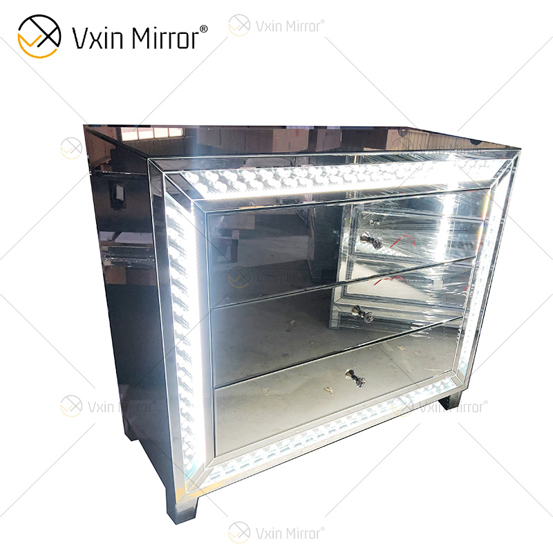WXF-2140 Contas Octogonais LED Moda Simples Três Gavetas R Armário LED Combinar Espelho LED Plugue Personalizado