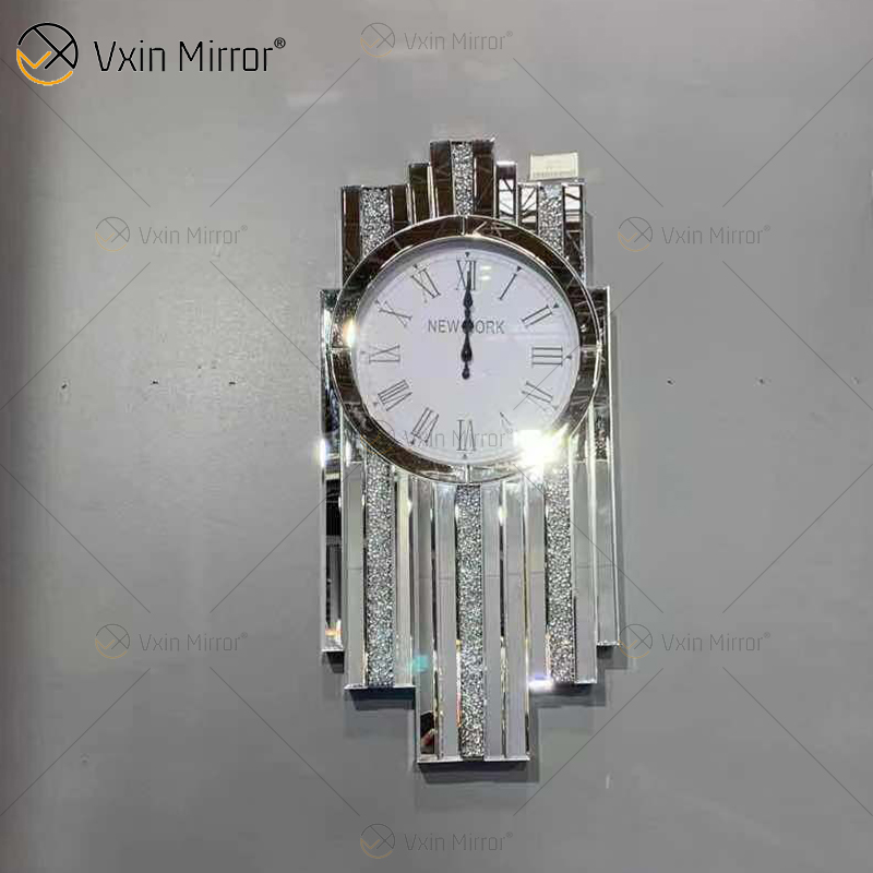 Novo design de fábrica WXMC-relógio de mesa retangular espelho cristal prata