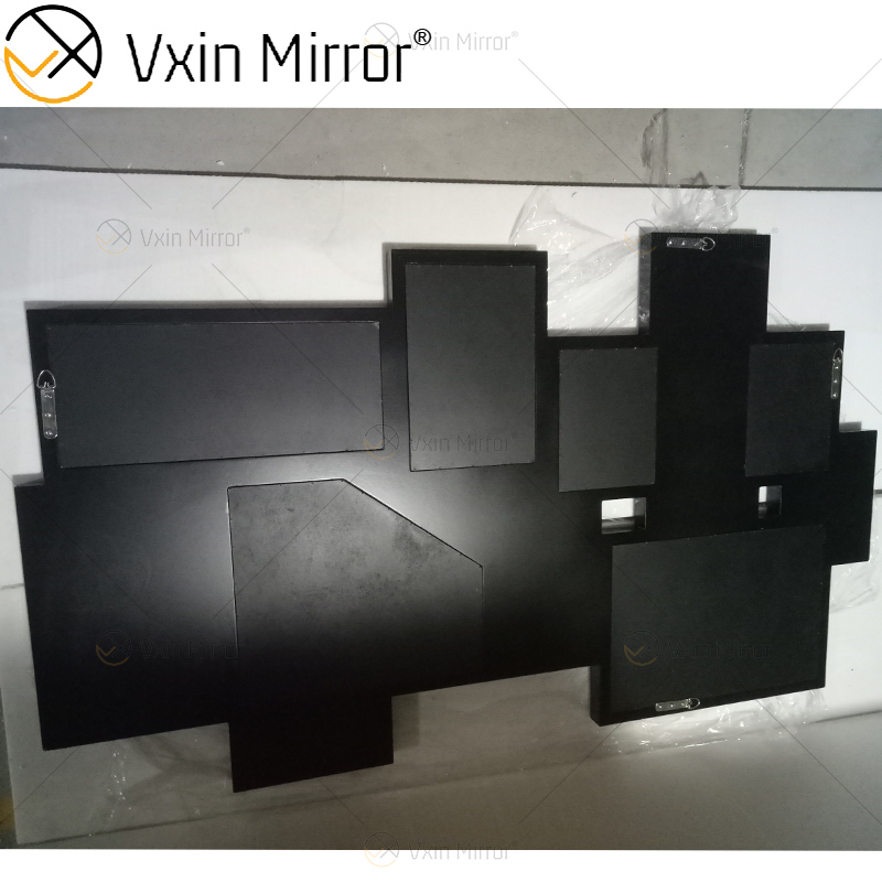 Fornecimento de fábrica 3d espelho de parede adesivo design WXM-1129 prata fantasia de parede espelho de madeira