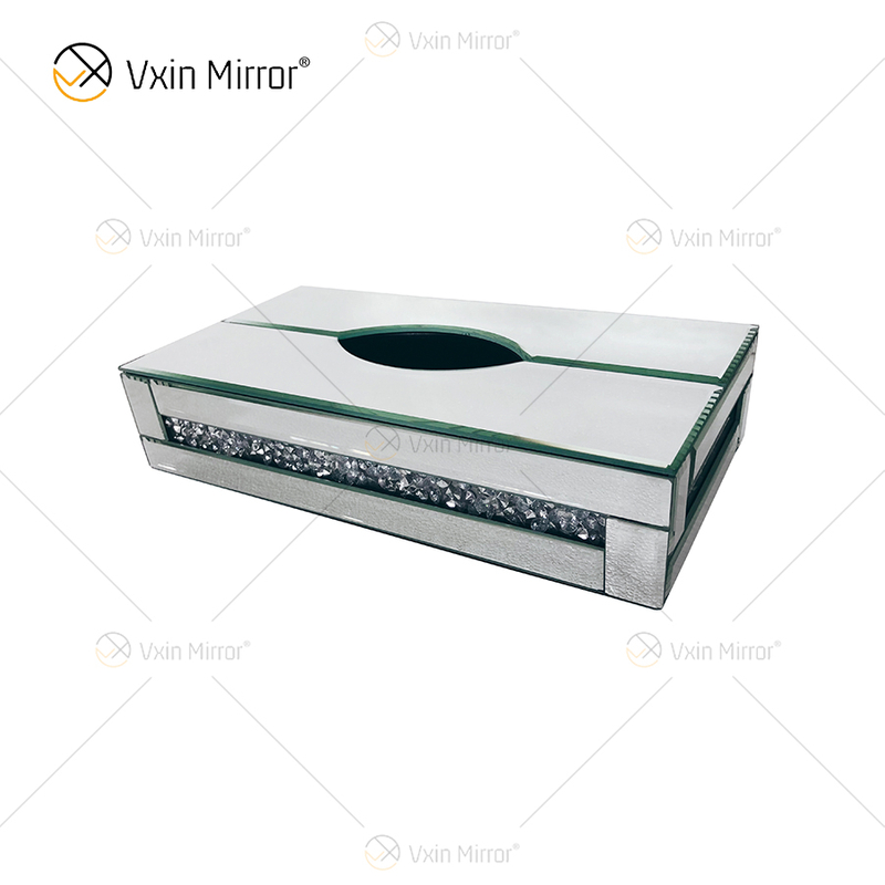 Espelho Vxin WXB-001 Vidro Luxo Marrom Caixa de Lenços de Diamante Triturado Caixa de Lenços Espelho