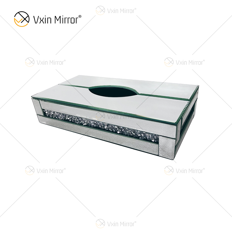 Espelho Vxin WXB-001 Vidro Luxo Marrom Caixa de Lenços de Diamante Triturado Caixa de Lenços Espelho