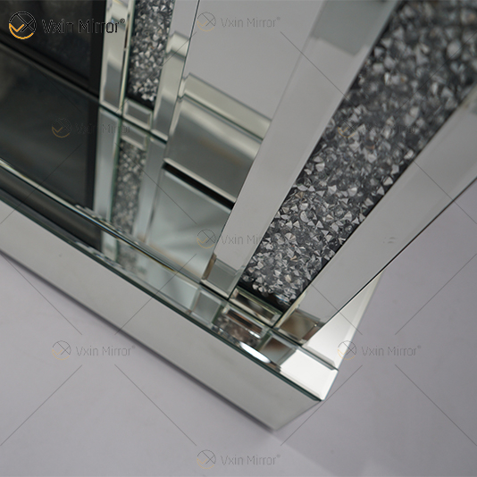 Diamond Luxury Popular Crush Brilhante Cristal Banda Dupla Espelhada WXWF-1109 Lareira Surround com Espelho Elétrico Lareira