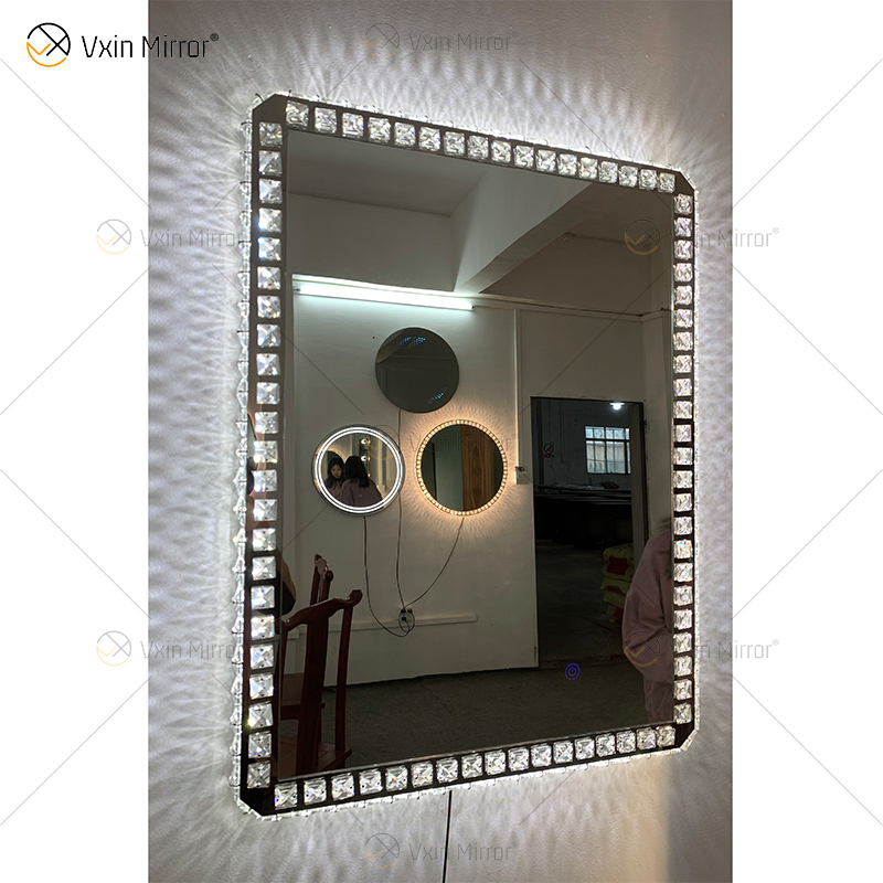 WXDL-119 3 cores luz frontal interruptor de alimentação à prova d'água prata branco moldura de cristal de alumínio 4mm espelho de proteção ambiental